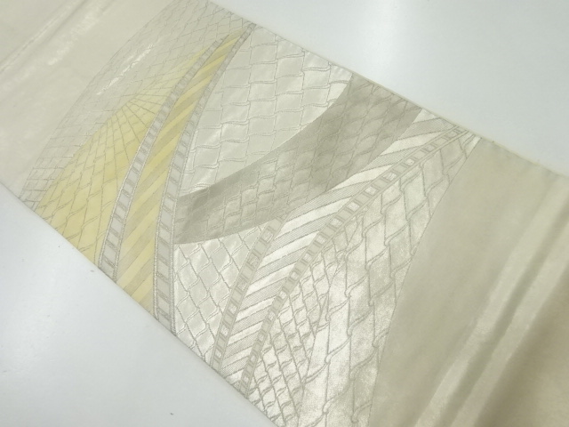JAPANESE KIMONO / ANTIQUE FUKURO OBI / SILK / WOVEN ABSTRACT PATTERN